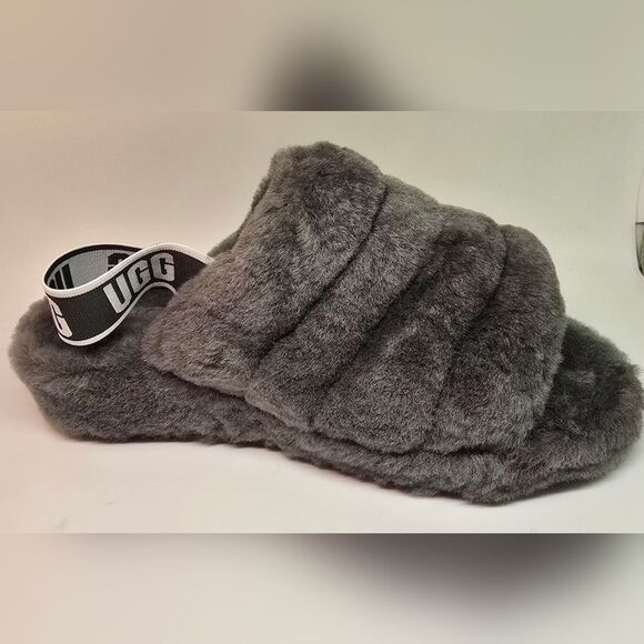 NWT UGG Charcoal Plush Women's Slippers 8 - Picture 2 of 11